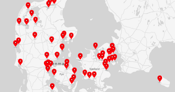 Kort der viser sejlklubber i Danmark